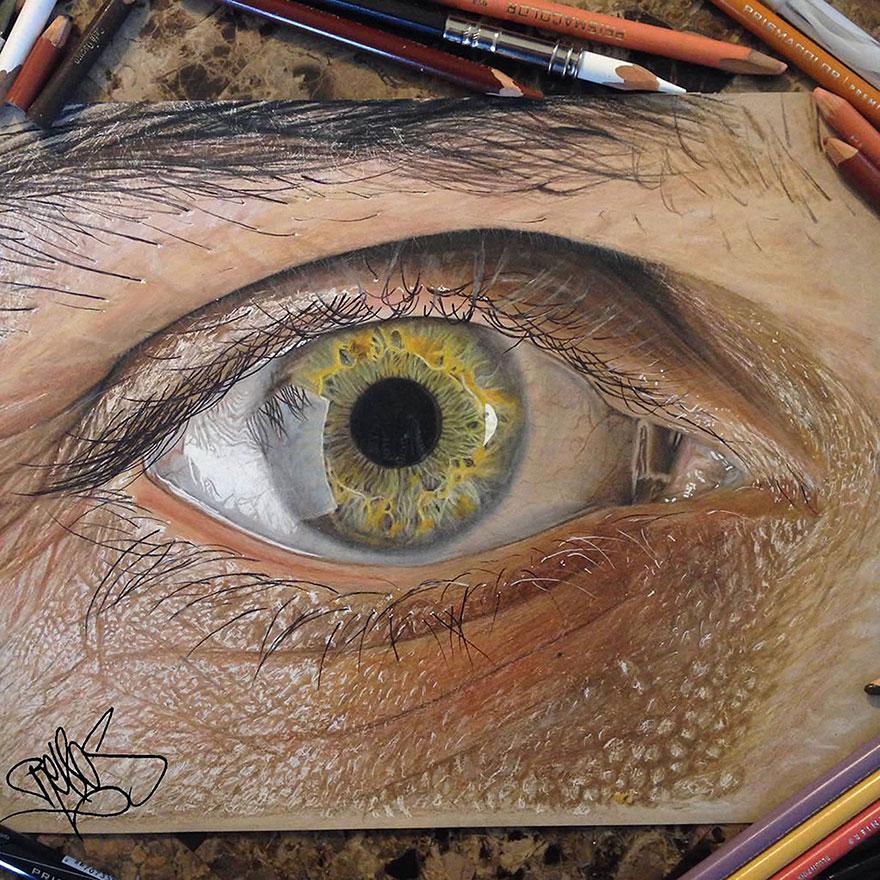 Illustration : Les Yeux Réalisés Juste en Crayons