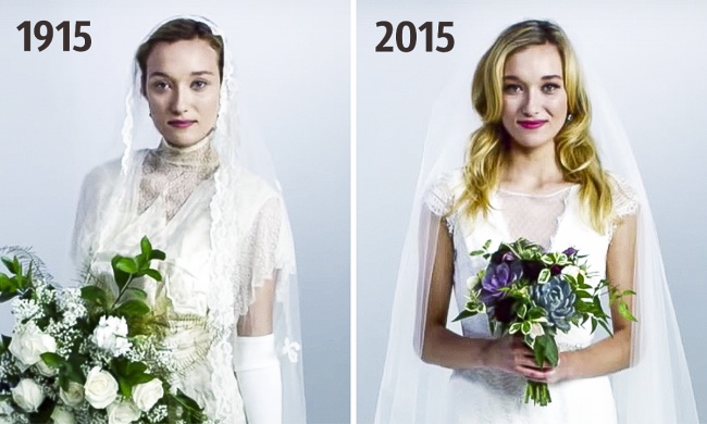 Illustration : L' histoire fascinante des robes de mariage par des 100 dernières années