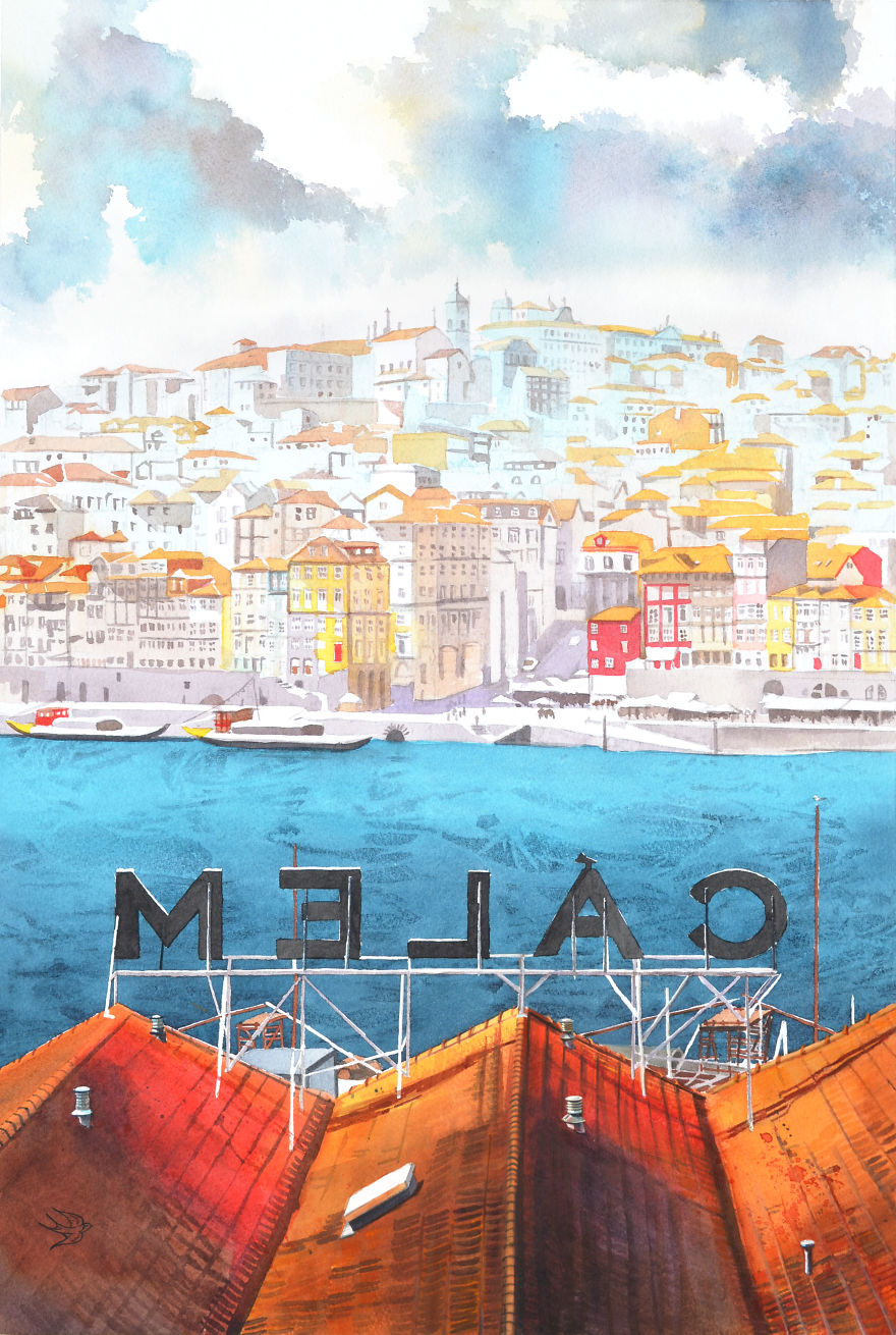 Illustration : La beauté Portugaise peint à l'aquarelle